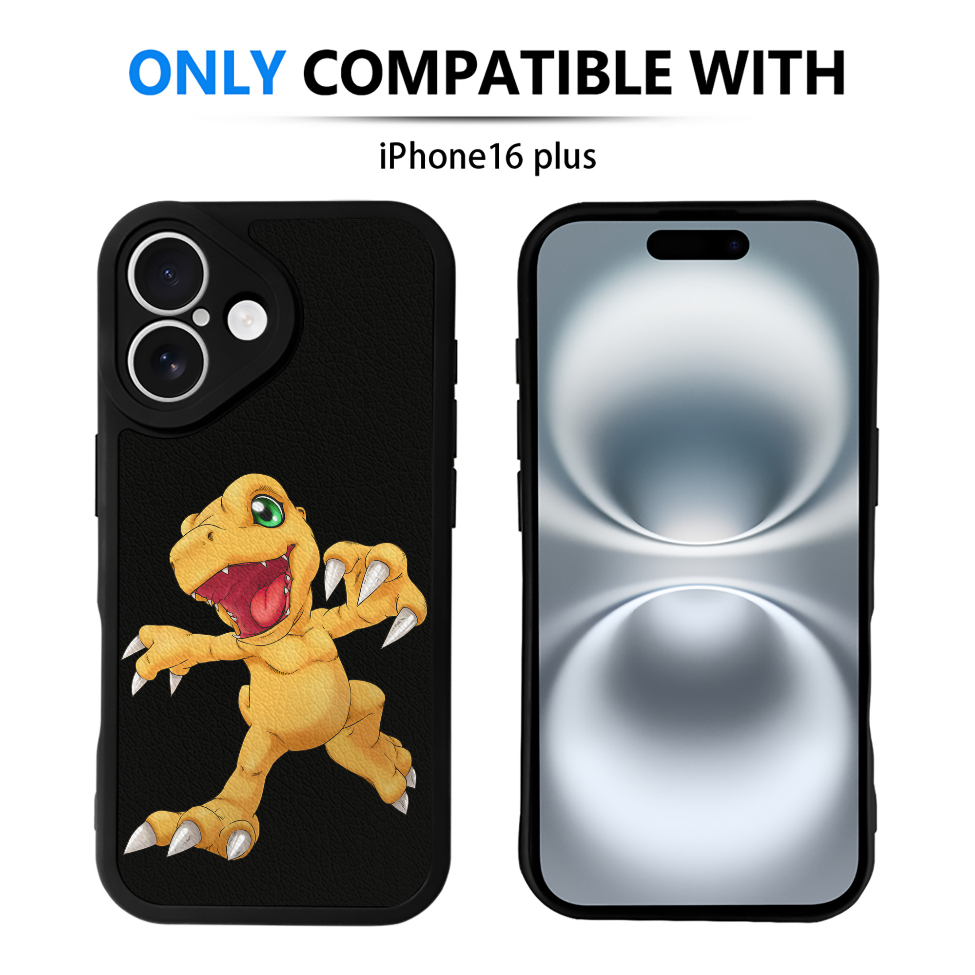 （画像用） Digimon デジタルモンスター/デジモン 【iPhone 16シリーズ対応】シリコンスマホケース（レザー調） 材質：シリコン